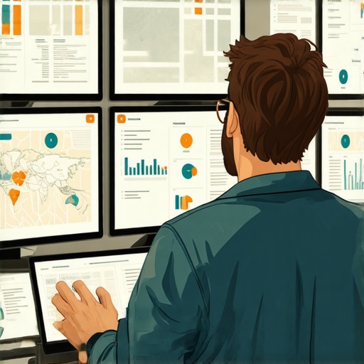 Person analyzing local SEO data on screens with maps and graphs