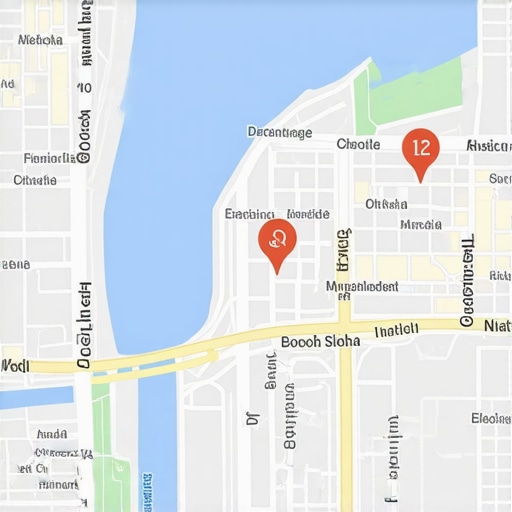 Screenshot of a map-based SEO rank tracking dashboard showing local rankings and insights