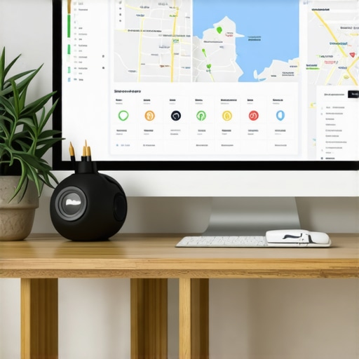 A computer screen displaying local SEO KPIs, maps, and charts for analysis.