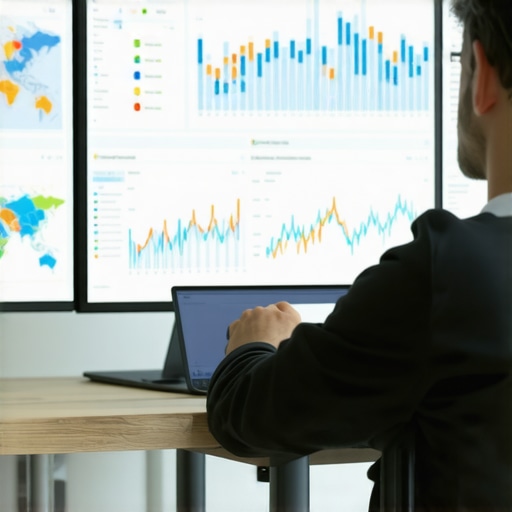 SEO Dashboard Analysis Person reviewing KPI dashboards for local SEO insights