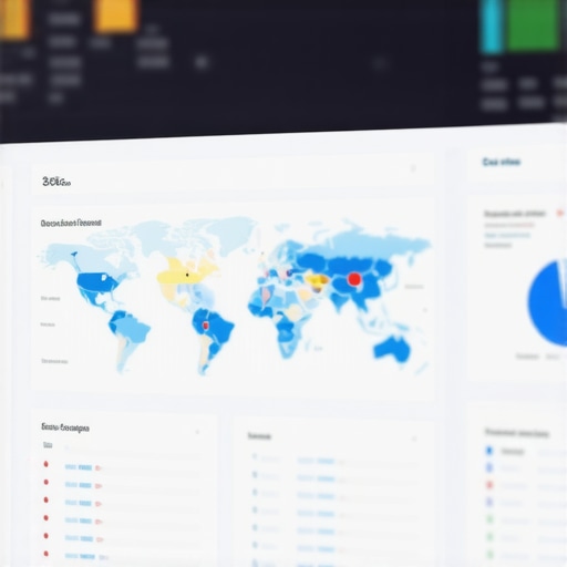 A detailed digital dashboard showing local SEO metrics, rank tracking, and maps in a professional setting.