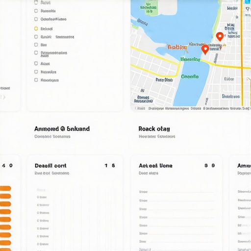 A screenshot of a dashboard displaying local map rankings and KPI metrics for SEO optimization.