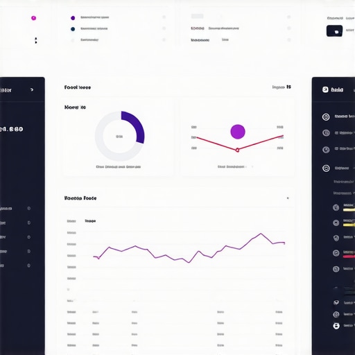 Dashboard displaying KPI metrics, maps, and SEO insights with color-coded indicators
