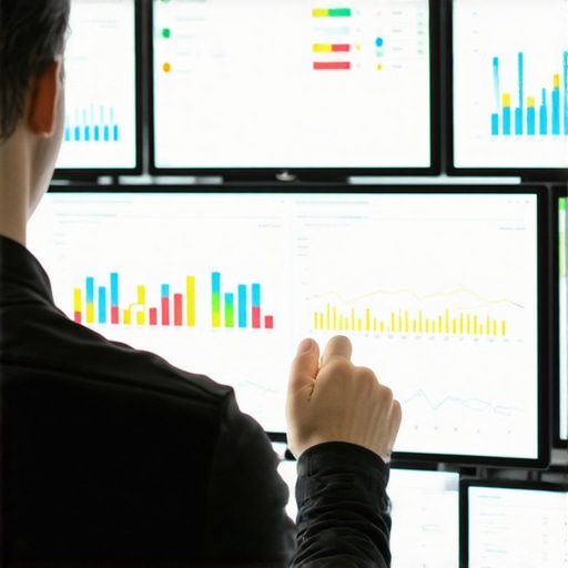 Expert analyzing SEO and map rank visuals on screens