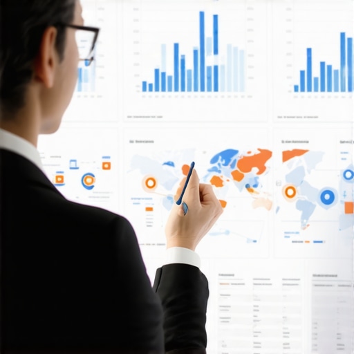 Business professional examining multiple SEO reports and data visualizations on screens