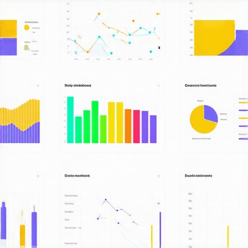 A sleek SEO dashboard showing KPIs with colorful graphs and charts